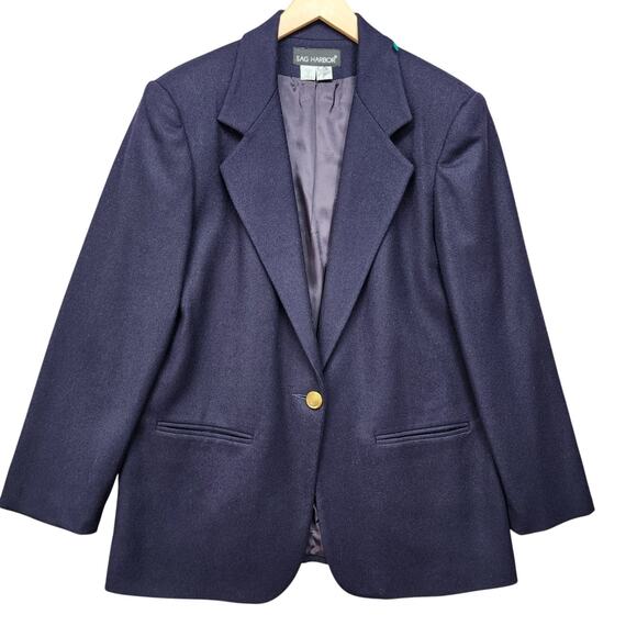 Sag Harbor Vintage Blazer 10 Blue 100% Wool Suit Jacket Workwear Career Classic - Picture 8 of 14